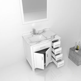 सफेद ठोस लकड़ी बाथरूम वैनिटी कैबिनेट / सिंक बेसिन कैबिनेट