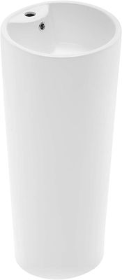 1.75' 'ड्रेन चमकदार सफेद सिरेमिक पदस्थ बाथरूम सिंक क्रोम फिनिश ओवरफ्लो के साथ